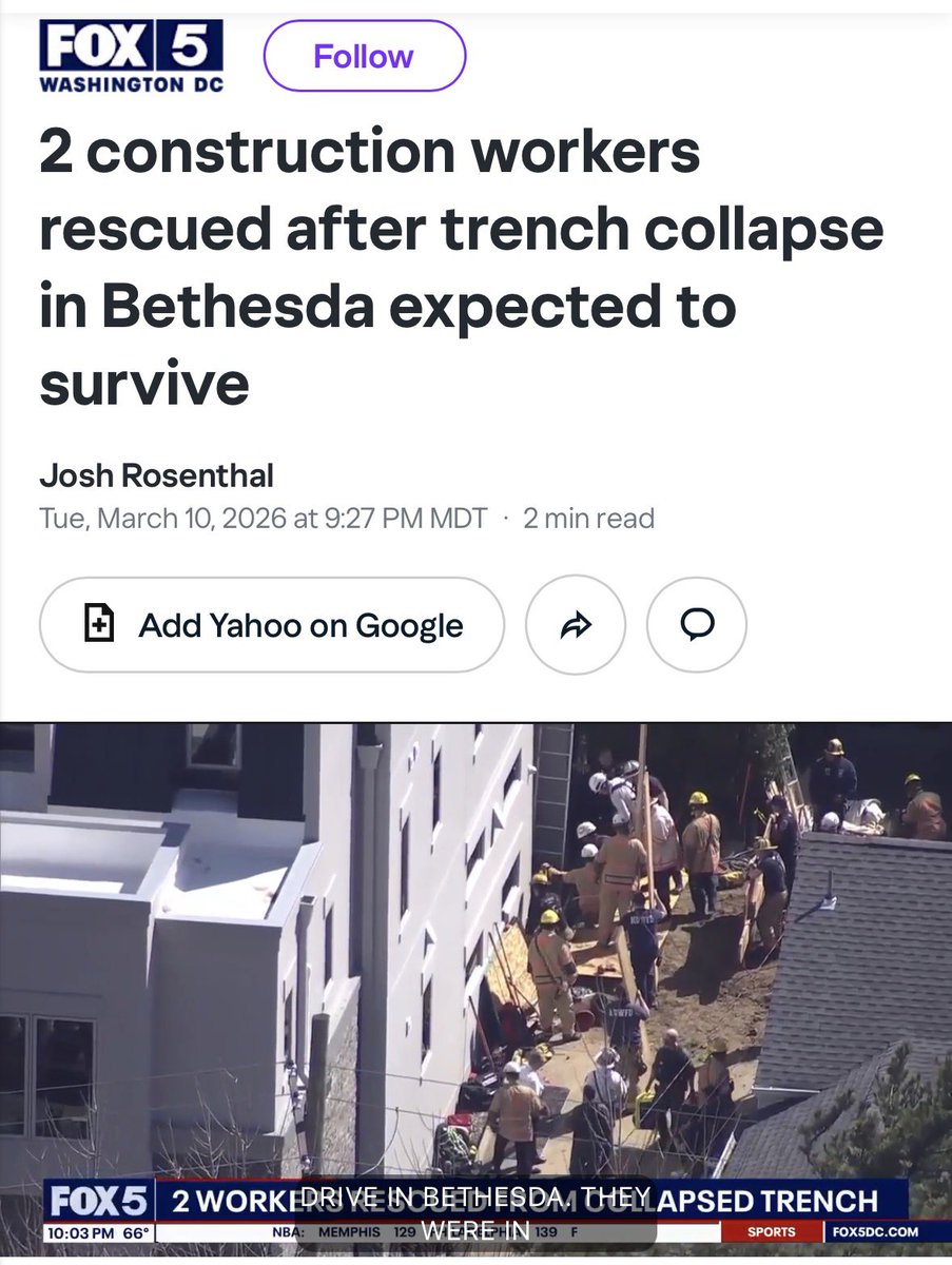 ExcavateSafe's tweet photo. Officials say the workers had some sort of plywood shoring in the trench, and when the trench caved in, the shoring bent in such a way that it created a pocket of air.

Source: https://t.co/MWCVV4mJan

#ThinkInsideTheBox #ExcavateSafe #TrenchSafety #TrenchCollapse #TrenchRescue https://t.co/QDBJKkiWLp