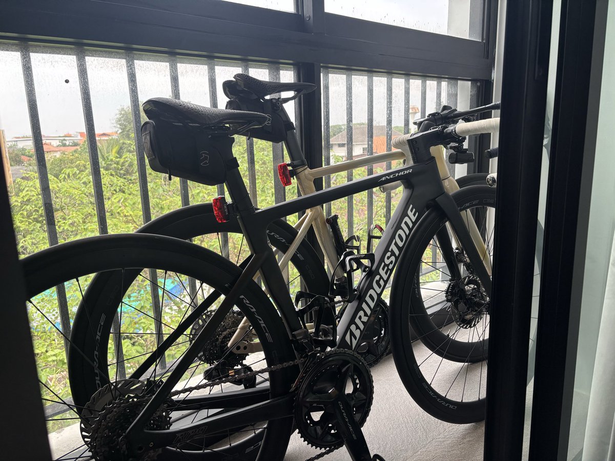 昨日、午前にホテルに到着
なんと！アーリーチェックインしてくれて、自転車もお部屋のベランダに置いてよいと！
そのベランダは窓付きなので、雨に濡れることなく保管しております
ありがたや〜😊
#novotel