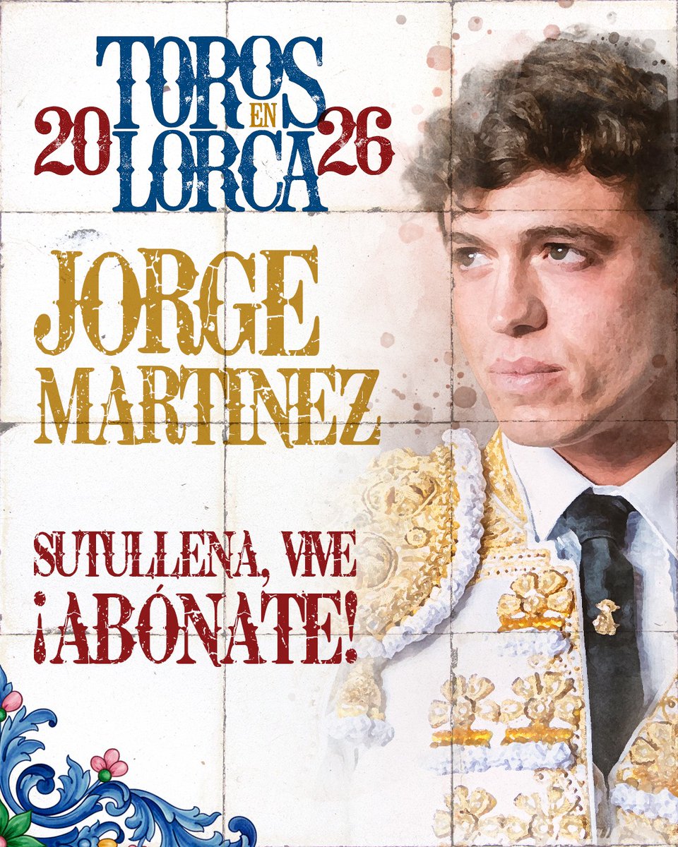 Una de las grandes promesas del toreo en nuestra Región se presenta en Sutullena: Jorge Martínez. El clasicismo, la personalidad.

🚨 Compra ya tus 𝗔𝗕𝗢𝗡𝗢𝗦 en las Taquillas del Teatro Guerra.

📲🎟 Venta online: bacantix.com/entradas/webfo…

#Unlujodetemporada 
#SutullenaVive