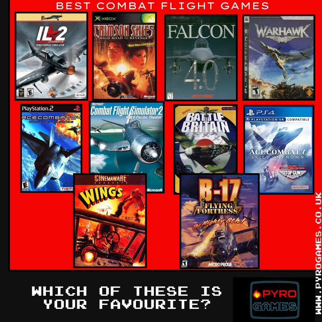 PyroGames8's tweet image. What are your favourite combat flight games from across the years? The ones here are those that have sucked up the most play time over the years! 

#combatflightsims #pcgaming #flightsims #retrogaming #retrogames