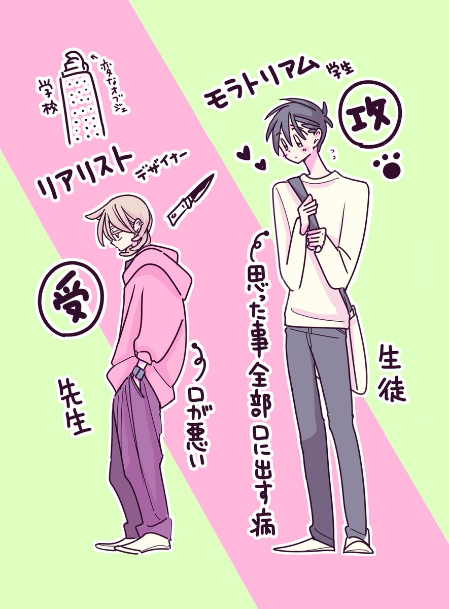 きまぐれミルクティー、読んでいただけて本当に幸せです😭☕✨🙌
楽しんでもらえて嬉しいですし
本当に皆さん文章が巧み…✨🎉

私も自分で漫画の説明しようと思ってイラストと単語を並べてみたんですが 
簡潔な作品説明って難しいですね…

王道ラブコメBLです…☕🩵🩷 
