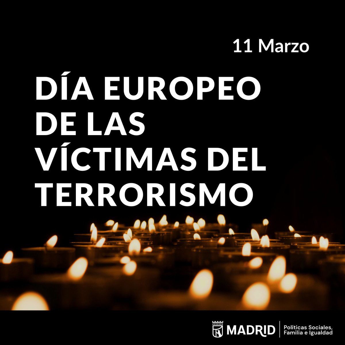 MadridPSociales's tweet photo. El Área de Políticas Sociales, Familia e Igualdad se une a la conmemoración del 'Día Europeo de las Víctimas del Terrorismo', honrando su memoria y acompañando a sus familias en este día de recuerdo y reconocimiento. https://t.co/hxHgVMUWKw