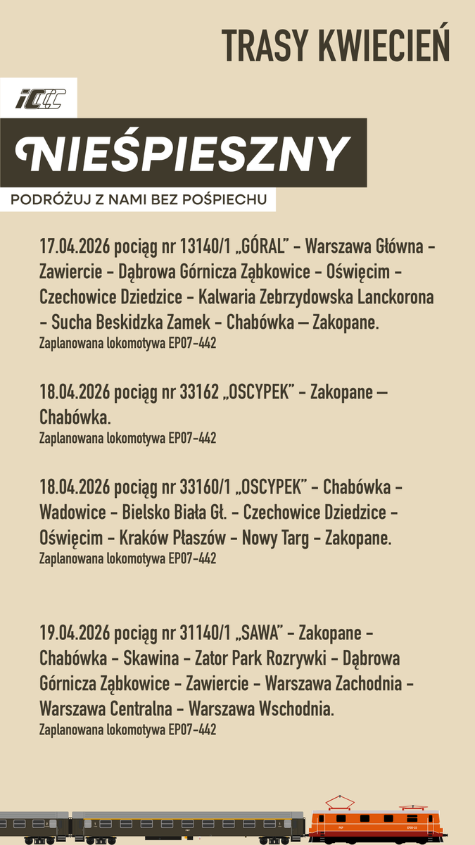 PKPIntercityPDP's tweet photo. Oto i one! Planowane trasy Nieśpiesznego na kwiecień. Bilety już wkrótce w sprzedaży 😉

@J_Malinowski @DariuszKlimczak @PiotrMalepszak @MI_GOV_PL https://t.co/kxVXtE5wDH