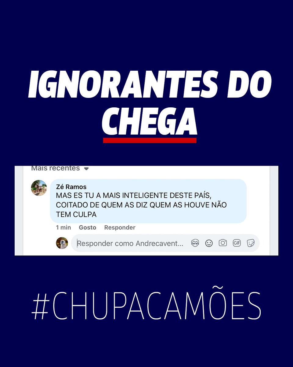1 em cada 5 apoiantes do CHEGA é tão ignorante como os outros 4.
#chupacamões