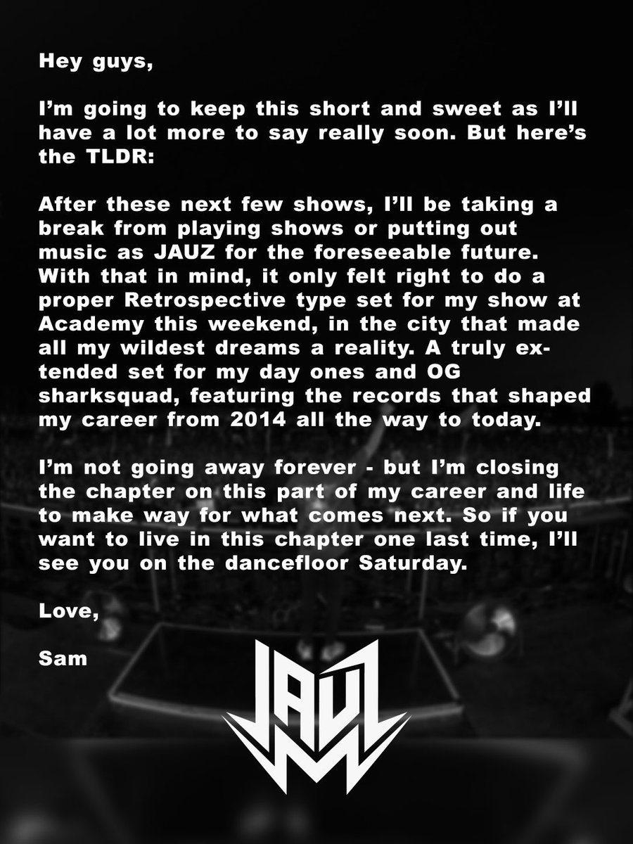 edmmaxx's tweet photo. Bass House界のカリスマ “JAUZ” 活動休止発表
約10年続いたプロジェクトに一区切り、3月14日Academy LAでラスト記念ロングセット開催🎧
🗒️ https://t.co/qpjnbBrWUF
#EDMMAXX @Jauzofficial #Jauz #BassHouse https://t.co/TWNX5WRHqF