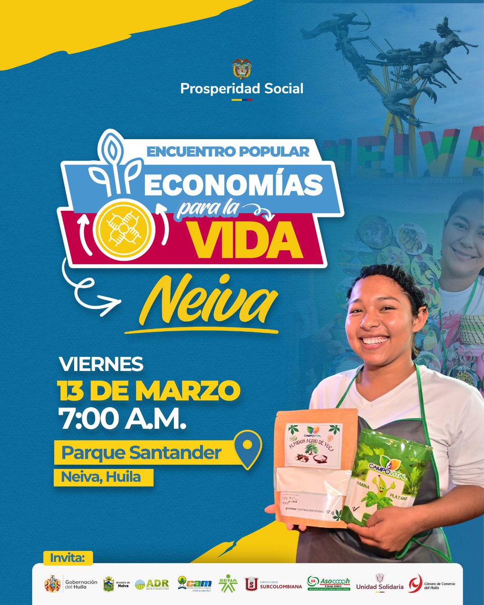 #Neiva será escenario del Encuentro Popular de #EconomíasParaLaVida, este viernes 13 de marzo.
Un espacio donde productores, organizaciones y comunidades comparten saberes y construyen alternativas para una economía más justa, solidaria y con la vida en el centro.