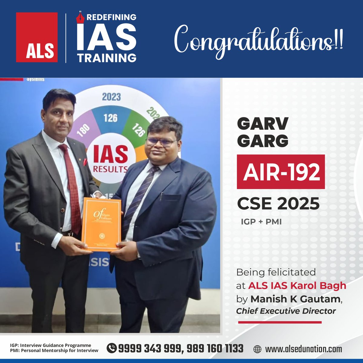 ALS_IAS's tweet photo. 🎉 Heartiest Congratulations to #Garv #Garg on this outstanding achievement!
🌟 Securing All India Rank 192 in the UPSC Civil Services Examination 2025 is a remarkable testament to your hard work, dedication, and unwavering determination.
#ALSIAS #ALSIASKarolBagh #ALSIASDelhi https://t.co/ybK5eMLLGR