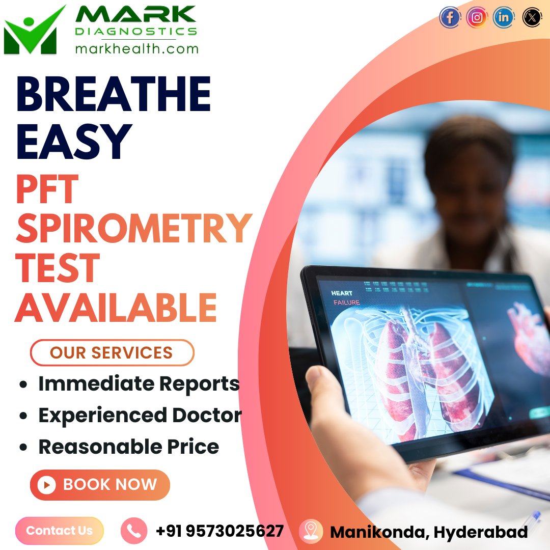 MarkDiagnostics's tweet image. 🫁 PFT / Spirometry Test Available
✔ Immediate Reports
✔ Experienced Doctor
✔ Reasonable Price
📍 Manikonda, Hyderabad
📞 +91 9573025627
#MarkDiagnostics #PFT #Spirometry #HealthCheckup #Diagnostics #Healthcare #Manikonda