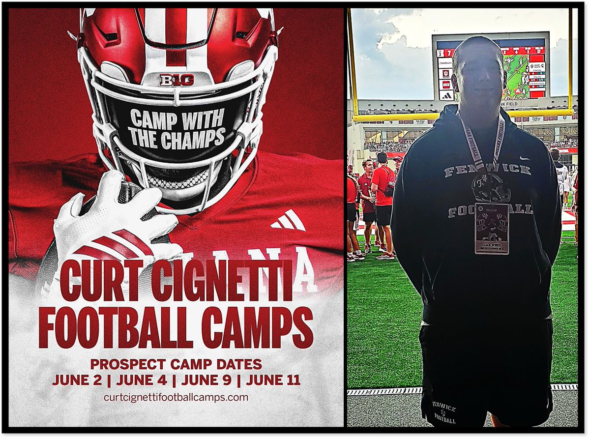 Thank you <a href="/CoachLeedsIU/">Coach Zack Leeds</a> for the <a href="/IndianaFootball/">Indiana Football</a> Camp Invite! <a href="/FenwickCoachB/">Matt Battaglia</a> <a href="/CCignettiIU/">Curt Cignetti</a> <a href="/Coach_Bostad/">Coach Bostad</a> <a href="/Coach_AHiggins/">Alex Higgins</a> <a href="/IUFBRecruiting/">Indiana Football Recruiting</a> <a href="/PrepRedzoneIL/">Prep Redzone Illinois</a> <a href="/EDGYTIM/">Timothy “EDGYTIM” OHalloran</a> <a href="/mikeclarkpreps/">MikeClarkPreps</a> <a href="/sixstarfootball/">Six Star Football | PLUS+</a> <a href="/5StarScouting/">5StarScouting™</a> <a href="/mwfbrecruiting/">Midwest Football Recruiting</a> <a href="/coachDJDavis/">DJ Davis</a> <a href="/RecruitNE_GA/">RecruitNE_GA</a> <a href="/On3/">On3</a>