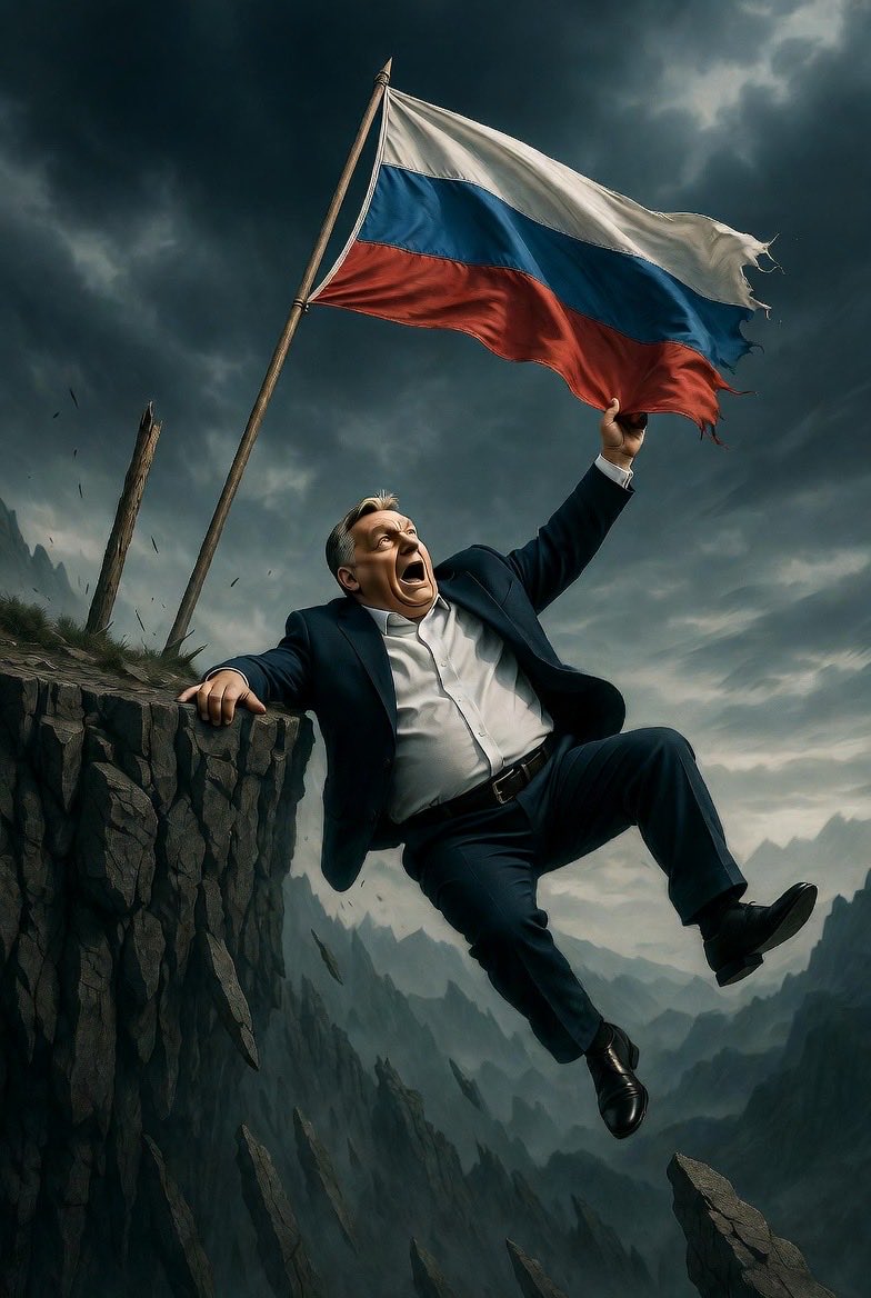 Harri_Est's tweet photo. Hungarian 🇭🇺 Dictator Orbán clings to power by any means: sabotaging Ukraine, trashing the EU while sucking its billions dry, script straight from Putin’s playbook with full Russian backing. This ‘we won’t help’ crap is pure Kremlin sabotage! TikTok Orbán, you will fall off the cliff, so enjoy your life in Moscow!