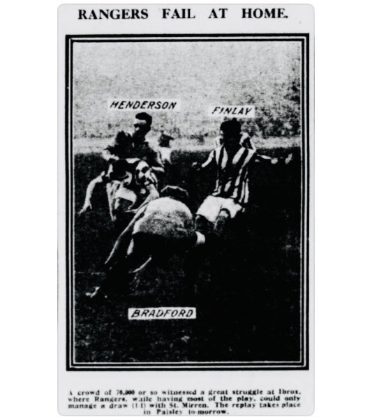 104 years ago today
11 Mar 1922
Rangers 1-1 St Mirren
Scottish Cup Quarter Final
Att 70,000

Dunky Walker got the goal for Saints

The Saints players featured, Andrew Findlay &amp; Jock Bradford, both won the Scottish Cup with Saints 4 years later