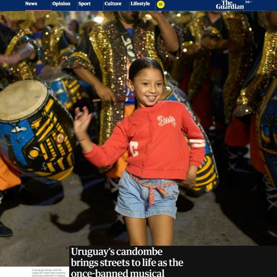 THE GUARDIAN DESTACA EL AUGE DEL CANDOMBE URUGUAYO

El diario británico The Guardian publicó un reportaje sobre el auge del candombe en Uruguay y lo definió como un “punto de inflexión” cultural. Destacó su expansión en Montevideo, el fenómeno de las ruedas y su creciente