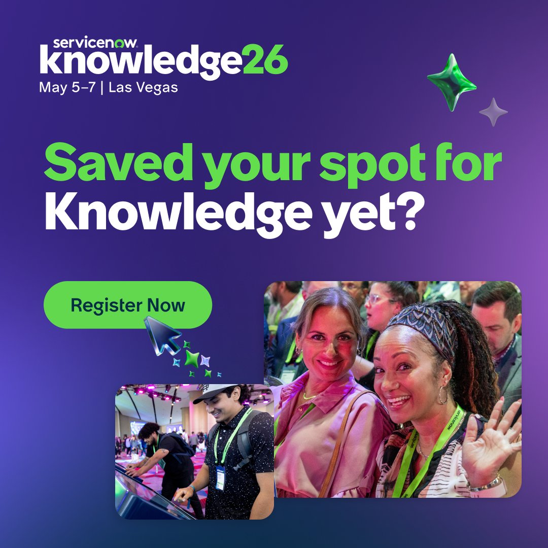 Ever feel like you’re missing out on the next big thing in tech? Your future self will thank you for locking in Knowledge 2026 now. Don’t wait—this is where real innovation and insights happen! 🚀 sa.servicenow.com/FNj5GCKtcC8Q