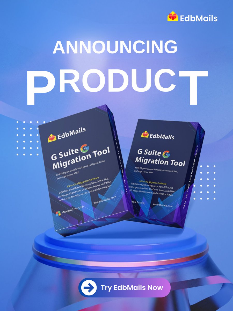 edb_mails's tweet photo. 🚀 New Launch!
Introducing the EdbMails G Suite Migration Tool.
Migrate from Google Workspace to Microsoft 365, Exchange Server, and IMAP quickly and securely.
✔ Fast
 ✔ Reliable
 ✔ Scalable
Try it now 👇
https://t.co/MhobtOQNIV
#EdbMails #EmailMigration #GSuite #Microsoft365 https://t.co/rewS9gM3KK
