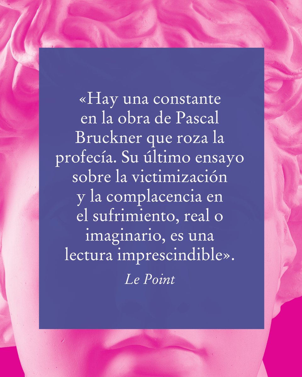 edicionesiruela's tweet image. ¿Crees que la sociedad actual tiende al victimismo?

📘 En SUFRO, LUEGO EXISTO, el prestigioso filósofo francés Pascal Bruckner explora esta tendencia de la sociedad actual e invita a salir de la autocompasión.

#Novedad #YaEnLibrerías 

sl1nk.com/uaQZN