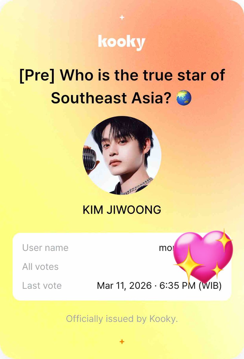 jiwoong is nominated in kooky [pre] who is the true star of southeast asia?🌏

sea woongdeongies can vote here🔥

kookylinkpage.kooky.io/content/reward…