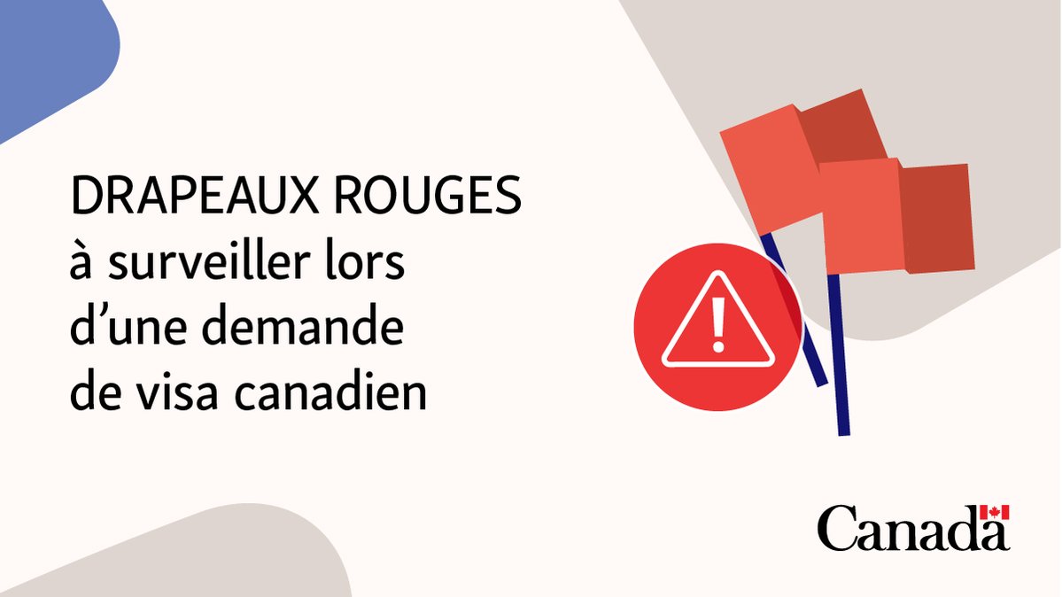 Drapeaux rouges à surveiller lors d’une demande de visa canadien !

Protégez-vous contre la fraude et les arnaques liées aux visas en apprenant à reconnaître ces signes d’alerte essentiels :

🚩 Une personne prétendant être d’IRCC sur les réseaux sociaux et demandant vos