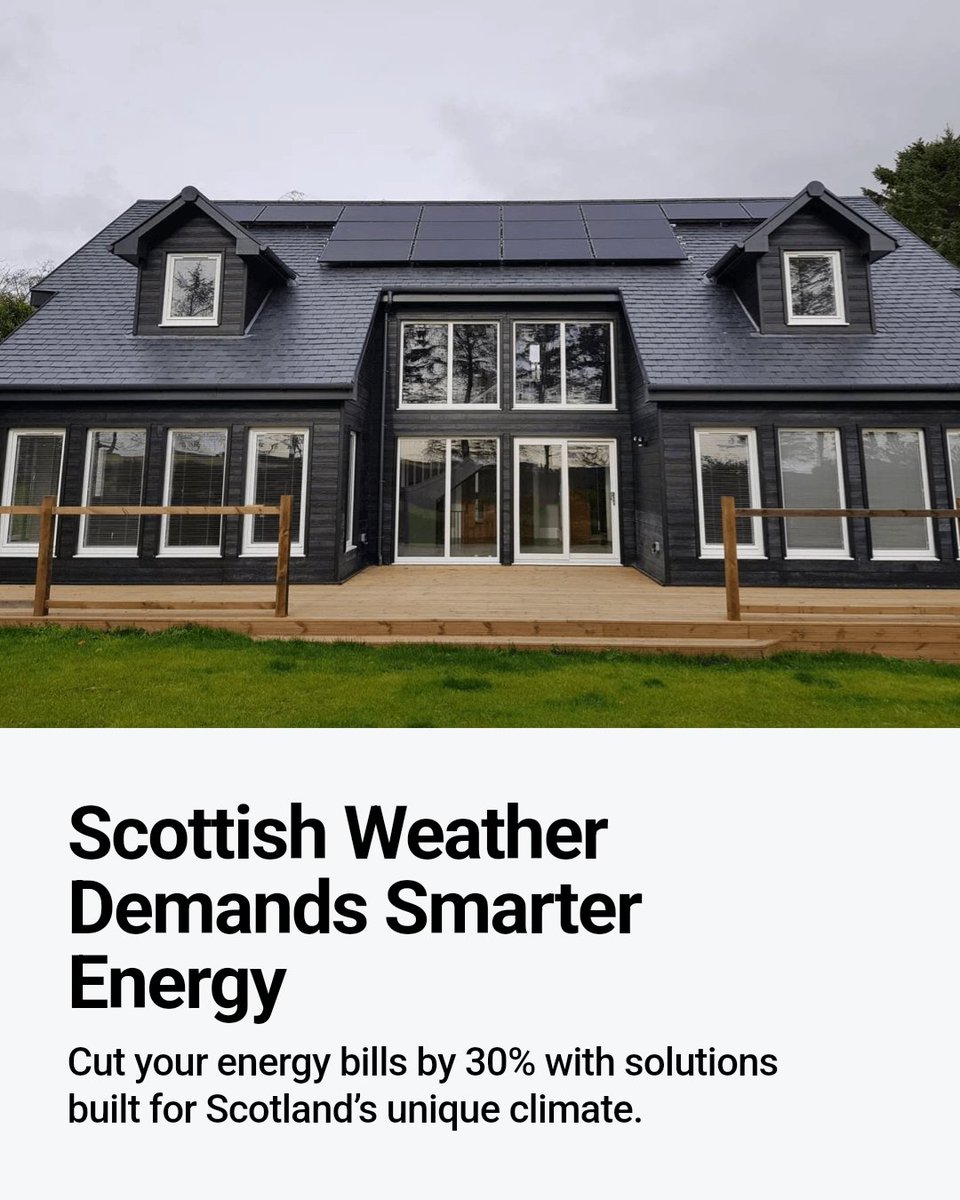 ScotlandEnergy's tweet image. Scottish weather isn't just wet—it's unique. That's why generic energy systems don't cut it here. Our tailored solutions work rain or shine, cutting bills by 30% or more from day one. Ready to save? Book a free call today. #scottishenergysaving #ScotlandGoesSolar #NetZeroScotland
