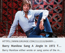 Wacky Wednesday...
Barry Manilow Sang A Jingle In 1972 That Features One Of The Most Iconic Lines In Commercial History

Read More: grunge.com/2112218/barry-…

Let us help find the best coverage for YOU! Call today!!! (800)-329-0093  mystrongtower.com #StrongTower #Church