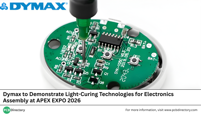 PCB_Directory's tweet photo. Dymax, a manufacturer of light-curing materials and equipment, will exhibit at APEX EXPO 2026 at the Anaheim Convention Center in Anaheim, California.

Read More: https://t.co/ub16FtPBJ0

#printedcircuit #industry #news #pcbassembly #uvcuring #lightcuring https://t.co/fKpf13E4ZK