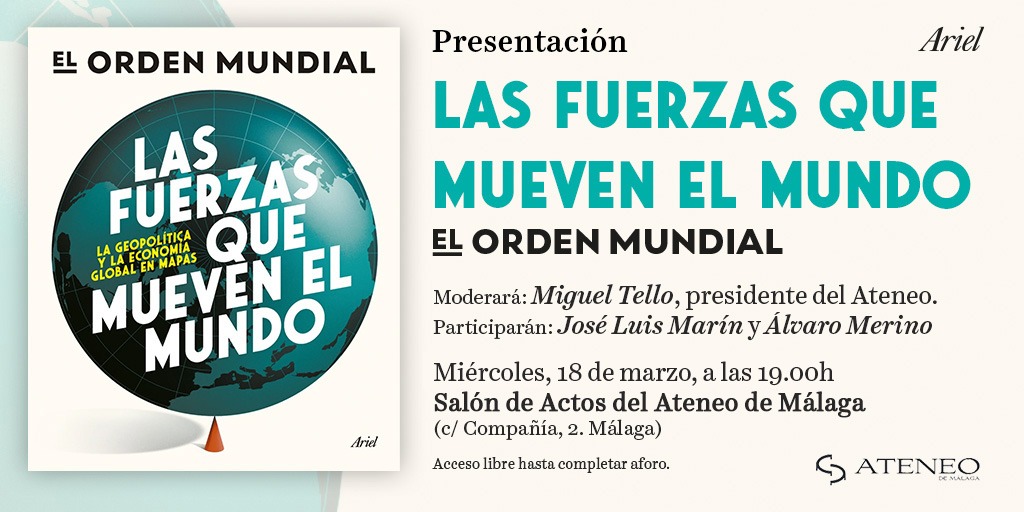🎙️ Presentación de 'Las fuerzas que mueven el mundo', de @elordenmundial, el próximo 18/03 en Málaga. El encuentro será a las 19.00 h en <a href="/ateneomalaga/">Ateneo de Málaga</a>. Moderará el acto el presidente del Ateneo, Miguel Tello ⬇️⬇️ planetadelibros.com/libro-las-fuer… <a href="/Alvaro_Merino_/">Álvaro Merino</a> <a href="/JoselrMarin/">José Luis Marín</a>