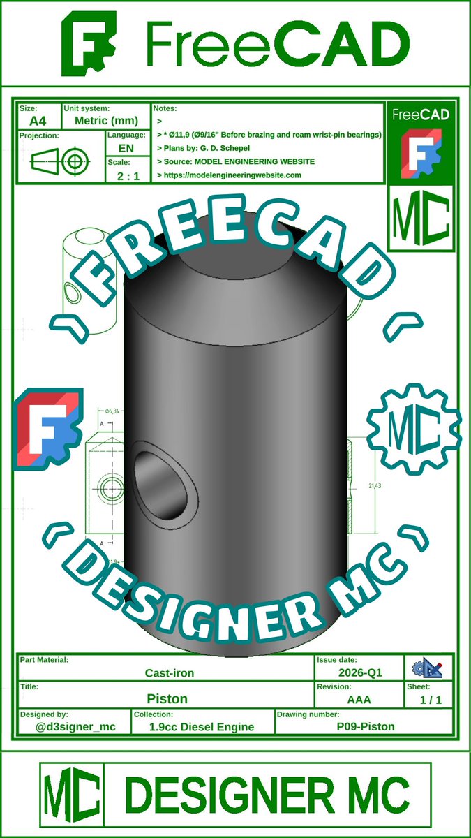 d3signer_mc's tweet image. Piston (1.9cc Diesel Engine)

Sequence of steps in 3D modeling, in FreeCAD.

#FreeCAD #TechnicalDrawing #3DModeling #Drawing #Practice #MadeWithFreeCAD #FromFreeCADtotheRealWorld #3DModel #3DPrint #OpenSource #3D #CAD #Fusion360 #Solidworks #Blender