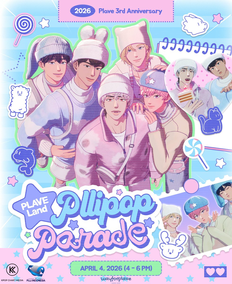 way4plave_'s tweet photo. Mic on! Volume up! No holding back! Welcome to PLAVE Land: Pllipop Parade!  🎤🔥 

Come join the parade and feel the Pllipop energy! 

📆 April 4th, 2026
📍 Vibez Resto &amp; Lounge, Jakarta
https://t.co/4vlq2zeYYD

See you at the parade, PLLIs! 💜 https://t.co/qK6Pi5VCj0