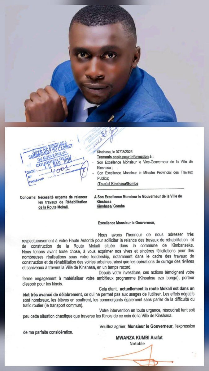 Gabannamwanza's tweet photo. 🔴‼️NOTABLE DE KIMBANSEKE, GABANNA MWANZA KUMBI PLAIDE POUR LA RÉHABILITATION DE LA ROUTE MOKALI

@LikundeR 
@ElieNkumbi29 https://t.co/oxzYqCpGzc