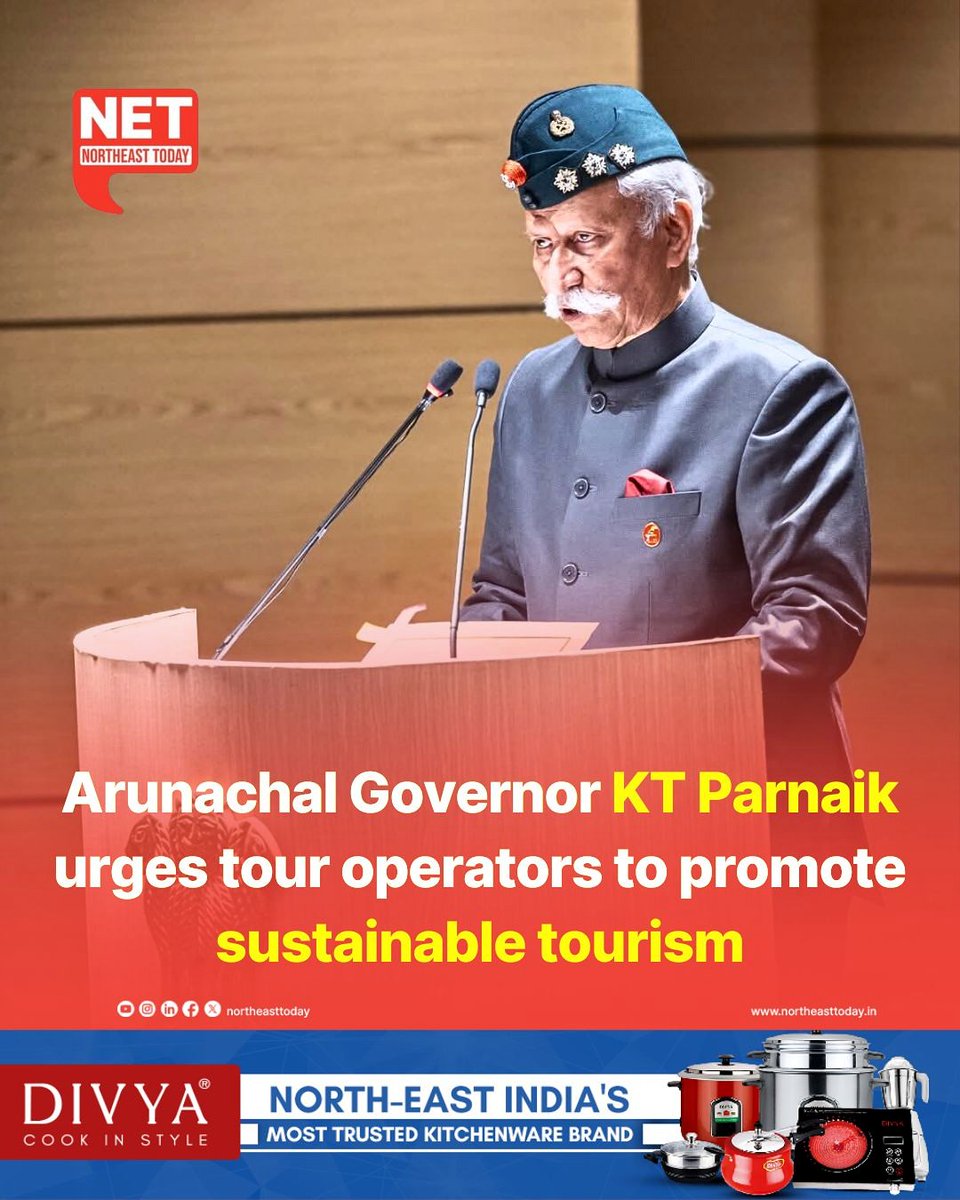 NortheastToday's tweet image. #ArunachalPradesh | K. T. Parnaik, Governor of Arunachal Pradesh, on Wednesday urged tour operators to promote sustainable and responsible tourism in the state.

Read more..
northeasttoday.in/northeast/arun…

#ArunachalGovernor #sustainabletourism #TourOperator #ArunachalTourism