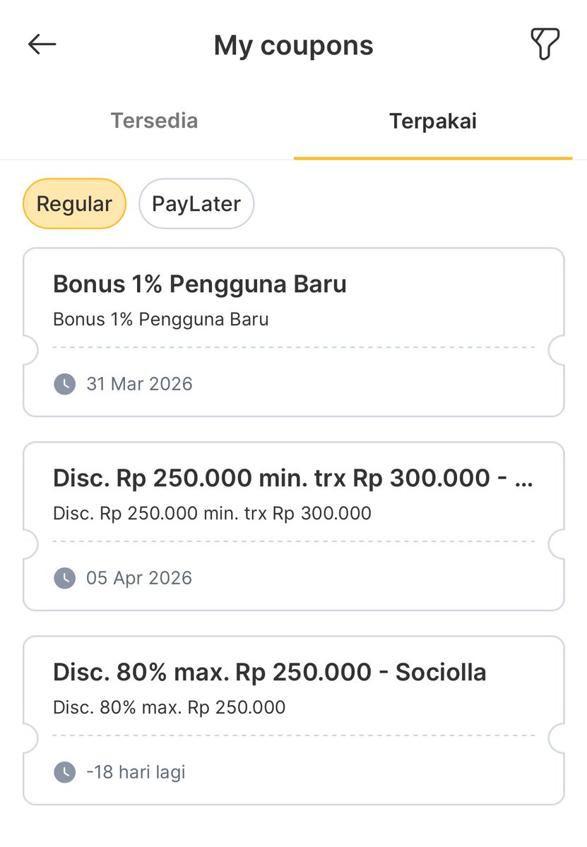 pchykyuu's tweet photo. Voucher ini bisa dipke, tpi knp di akun aku muncul 2 yaa, trs skrg masih sisa 1. Jadi total aku dpt 3 voucher cuma yg satunya ini blm dicoba sihh https://t.co/GflgLMDCjG