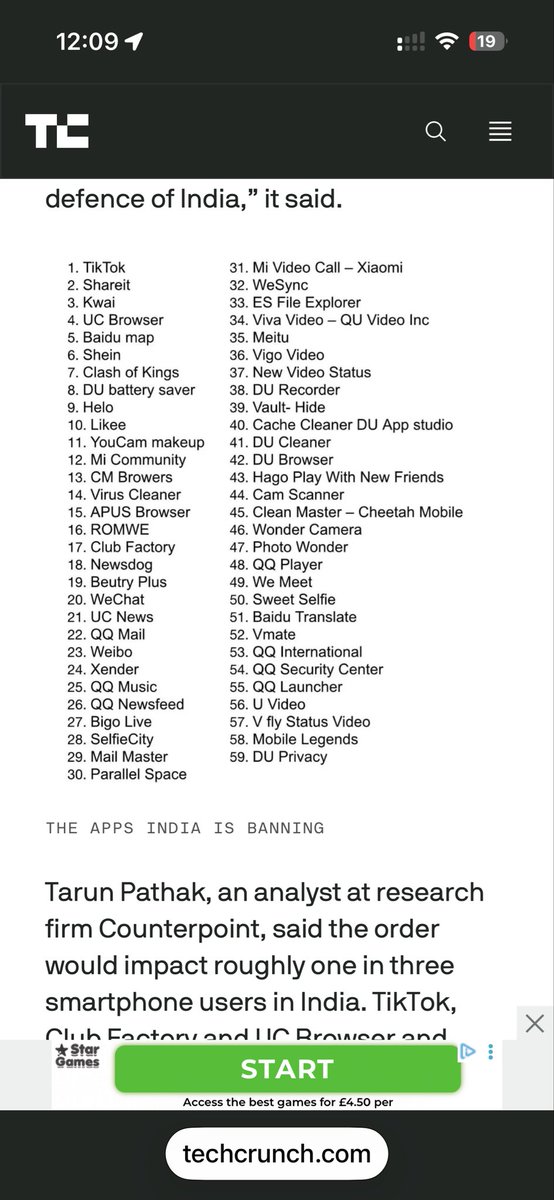 インドで禁止されているチャイナのアプリ