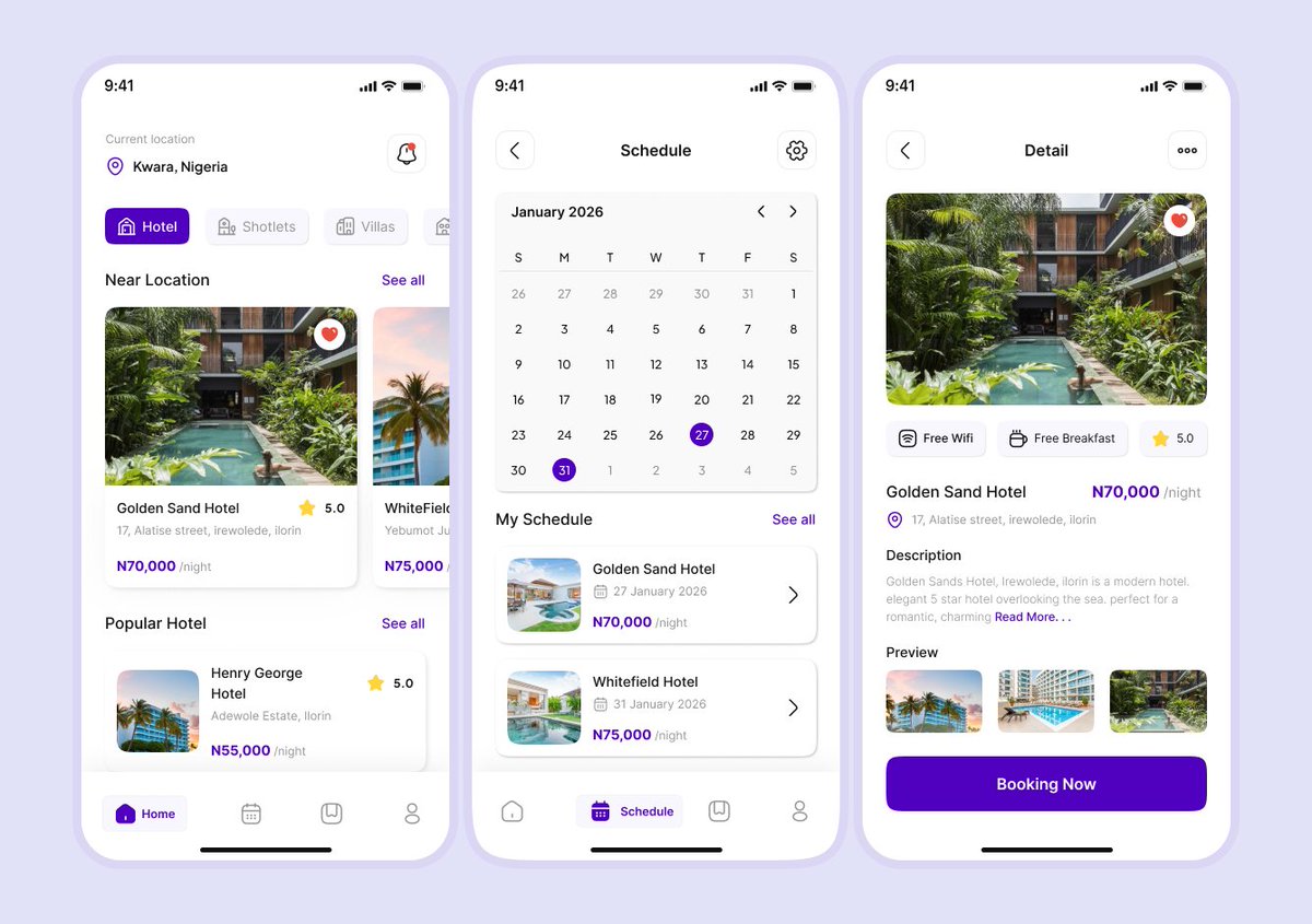 Hotel booking Mobile App screens, what's missing in these screens.