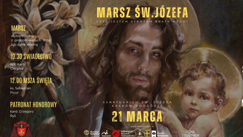 ArchKrakowska's tweet photo. W sobotę, 21 marca 2026 roku Kraków stanie się miejscem męskiej pielgrzymki do Sanktuarium św. Józefa na Podgórzu.
https://t.co/JJEZUB4wt1 https://t.co/NRyQ48jfgw