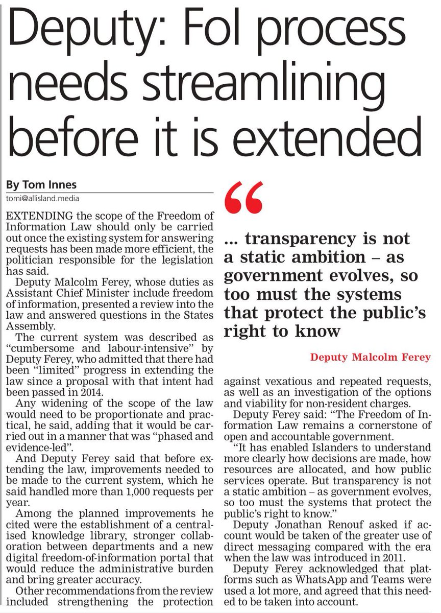 Malcolm Ferey - Deputy of St Saviour tweet media