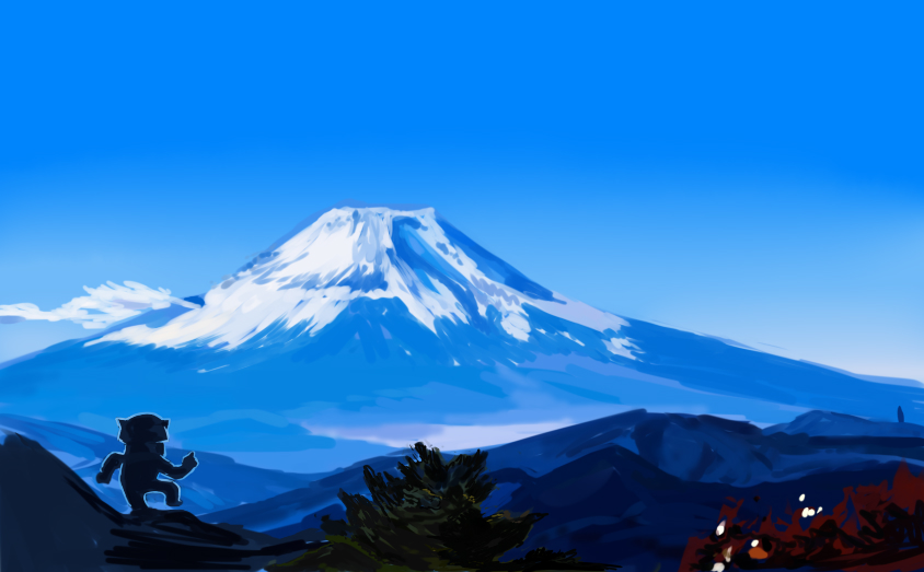 ta_ka270's tweet photo. ＃イラスト　＃風景　＃現場猫　＃富士山 https://t.co/f4WXQOH1Yz