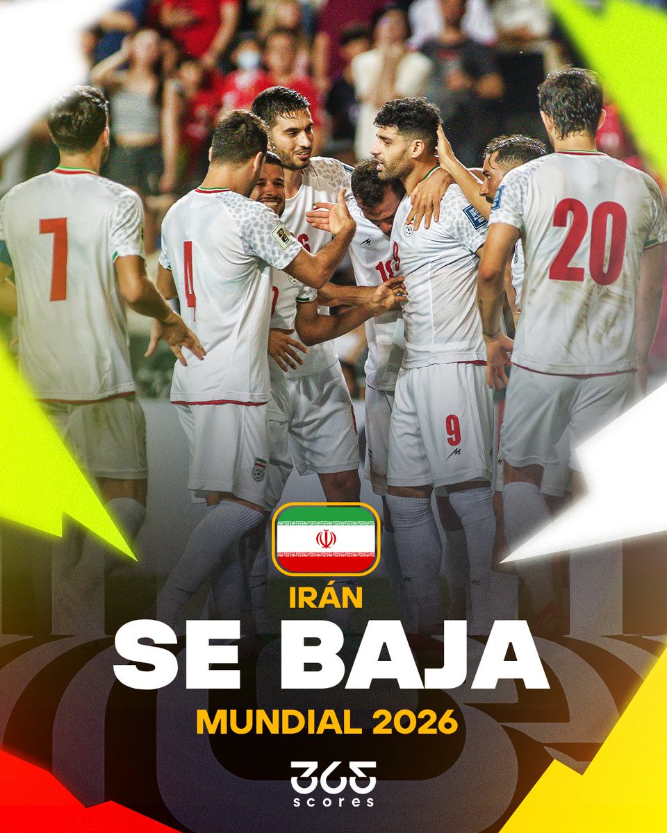 ¡BOMBA MUNDIAL! 🚨🇮🇷

Irán descarta su participación en el Mundial 2026 de Estados Unidos, México y Canadá.

Pese a que Donald Trump afirmó que la selección sería "bienvenida", el Ministro de Deportes iraní, Ahmad Donyamali, aseguró que no existen condiciones de seguridad para