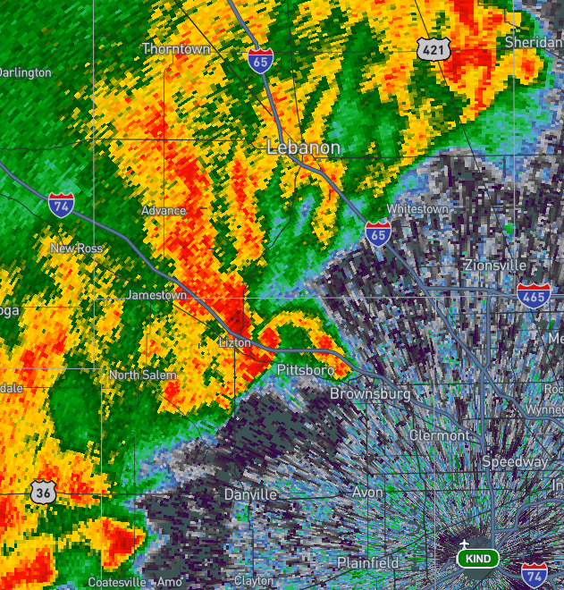 milo30155496's tweet photo. would love to see some sort of analysis on this tornado near Lizton, IN. looked like nothing unless you went to like tilt 5 and then suddenly it was otg, seemingly due to...ingesting a storm into its inflow? https://t.co/qvxAIsd0pP