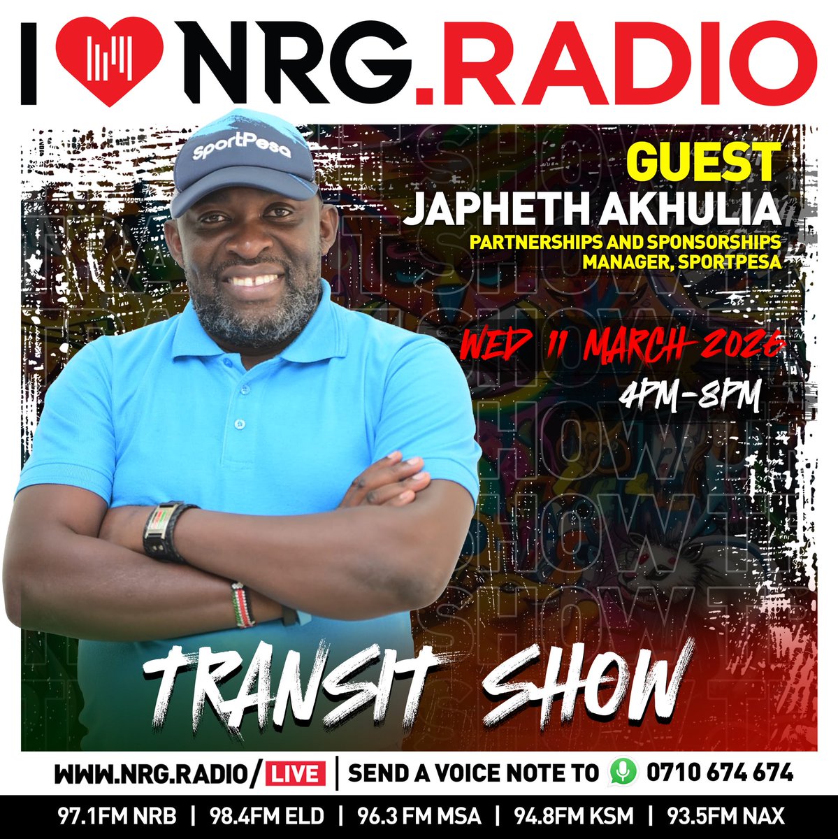 NRGRadioKenya's tweet image. This evening on #NRGTransit we will be hosting @MpendaSpoti (Partnerships and Sponsorships Manager, @sportpesa) who will be talking more about the anticipated WRC 2026 which is happening from Friday in Vasha. Tune in 🥳. #MakeITCount #SportpesaRacing