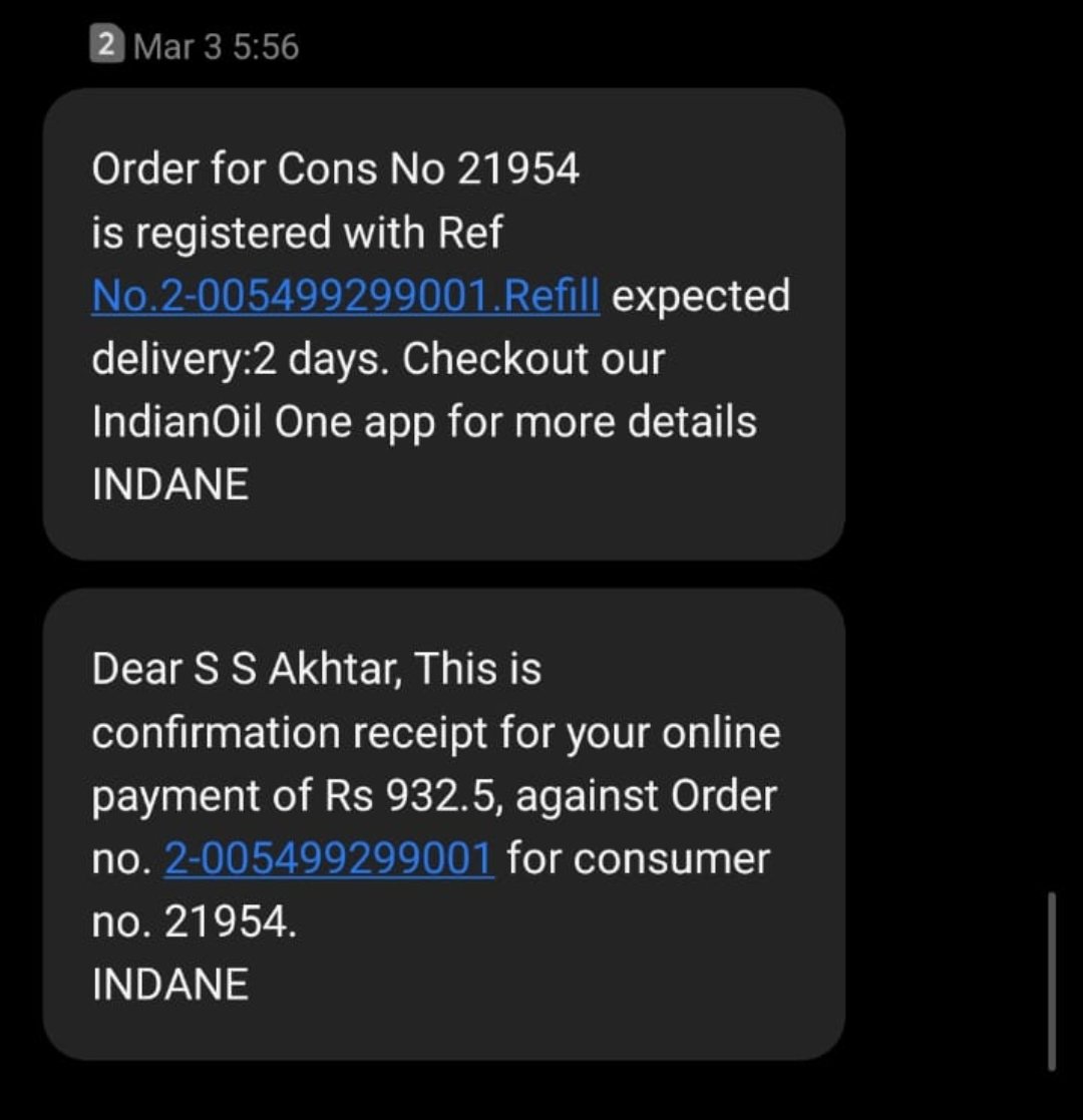 sameen_syed's tweet photo. I have Booked LPG  on 03/03/26 via prepaid means and the order was confirmed. I was supposed to get the delivery by 5th of March but I still have not received it because there has been huge blacking of LPG cylinder going on in Samastipur @Begusarai_IDO @IndianOilcl @PetroleumMin https://t.co/JY6602KYMG