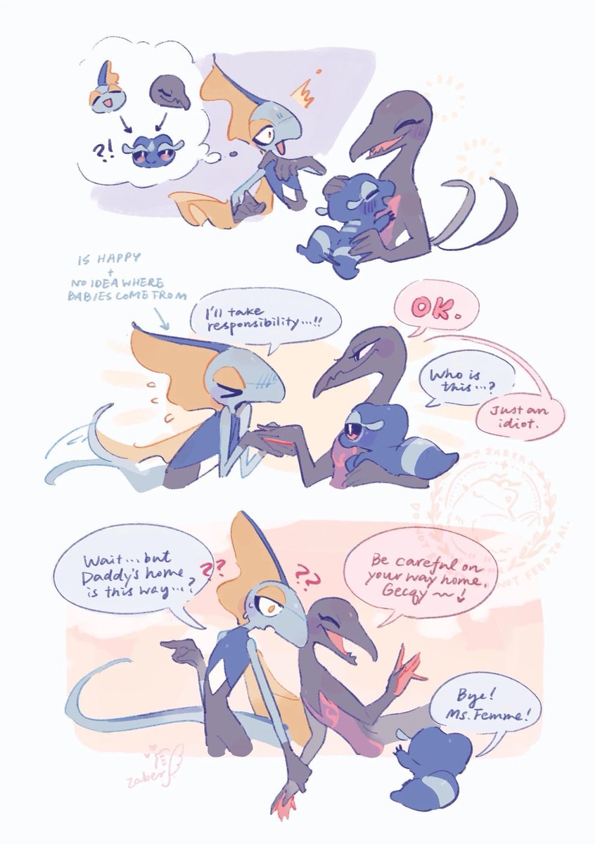 Gecqua is the child of Inteleon and Salazzle 🩵🩷😭 #pokemon