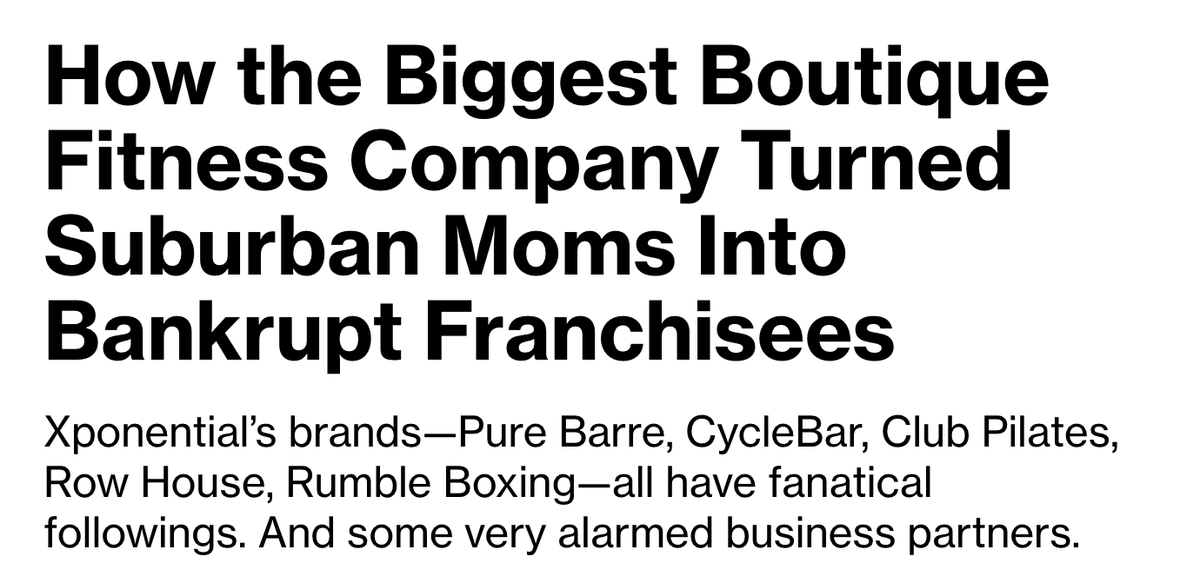 Xponential Fitness is paying $40M in settlements - 

All due to "unfair or deceptive practices" in their franchise sales process over the years.

The CEO from that era is now partnered with Tony Robbins selling a longevity franchise with ZERO locations open

40+ units sold 🤦‍♂️