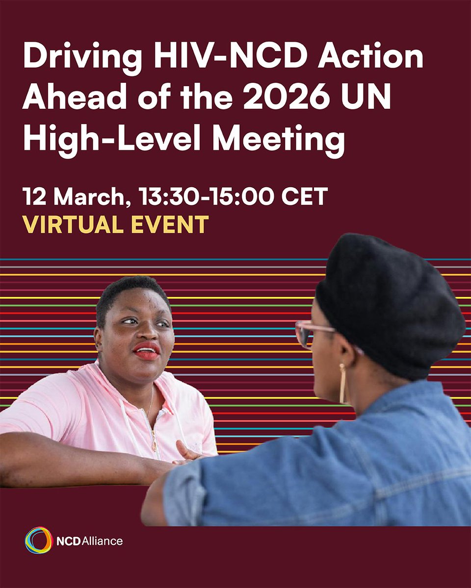 ⏰Join us TOMORROW (12 March, 13:30 CET)!

As the global health architecture is being reimagined amid constrained financing, join us for the launch of a toolkit that aims to build on hard-won gains in the HIV response and help #ActOnNCDs.

📅Join us for the launch of the advocacy