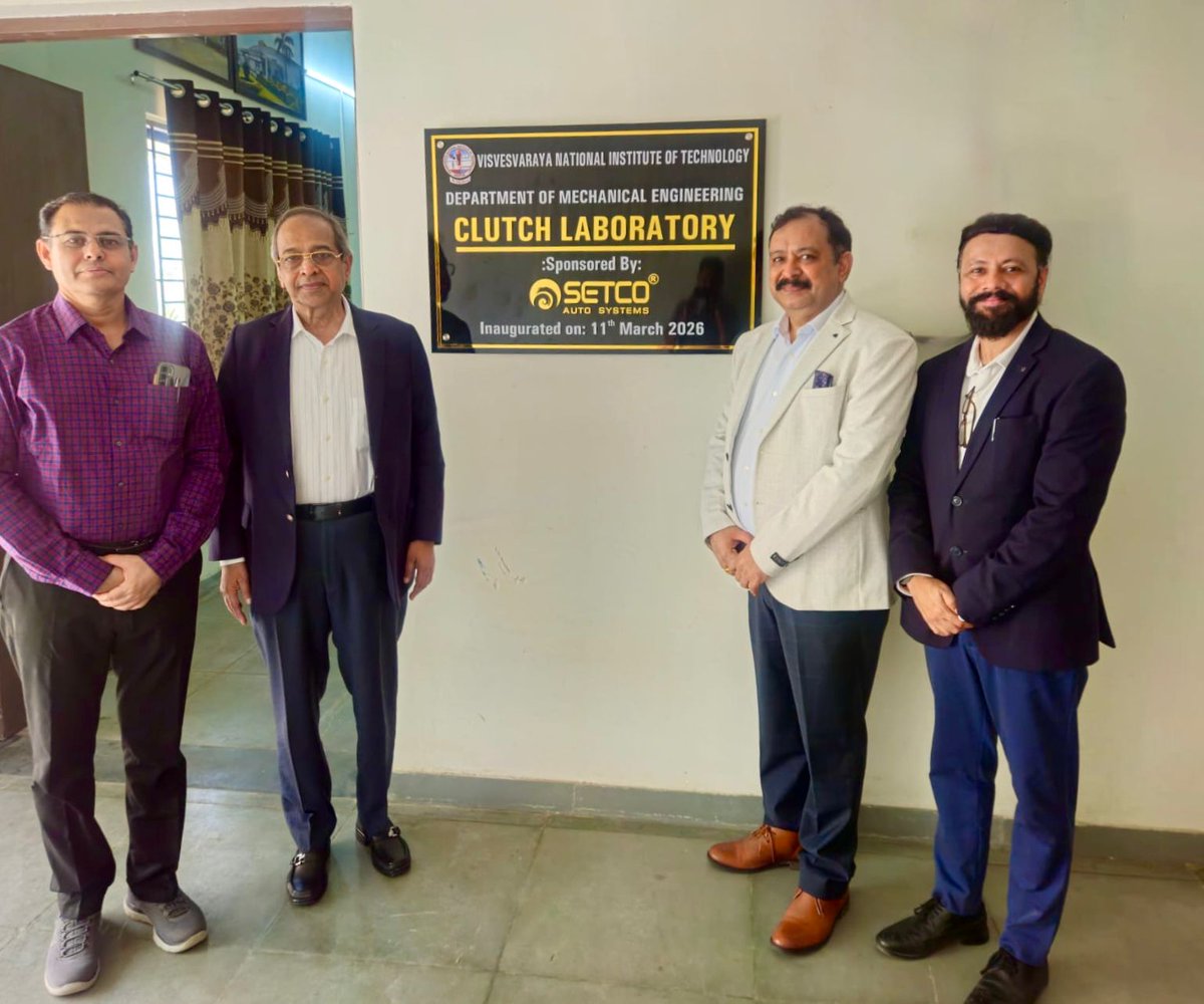 SetcoAutomotive's tweet image. Setco Auto Systems is proud to support the Clutch Laboratory at the Department of Mechanical Engineering, Visvesvaraya National Institute of Technology, Nagpur
The lab will provide students with practical exposure to clutch systems, testing methodologies.
#SetcoAutoSystems #LIPE