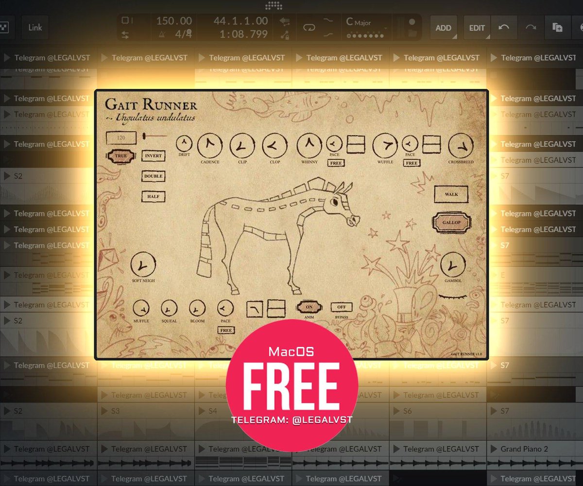 LEGAL_VST's tweet image. Gait Runner by Symphagos 🏇
Rhythmic noise gate w/ equine visuals, Walk/Gallop modes, quantizable rhythms, pitch/vel/filter mods.

💻 Mac (AU)
🎁 FREE symphagos.com/gait-runner/

More freeware 👉 linktr.ee/legalvst

#freeplugin #audioplugin #musicproduction #donationware