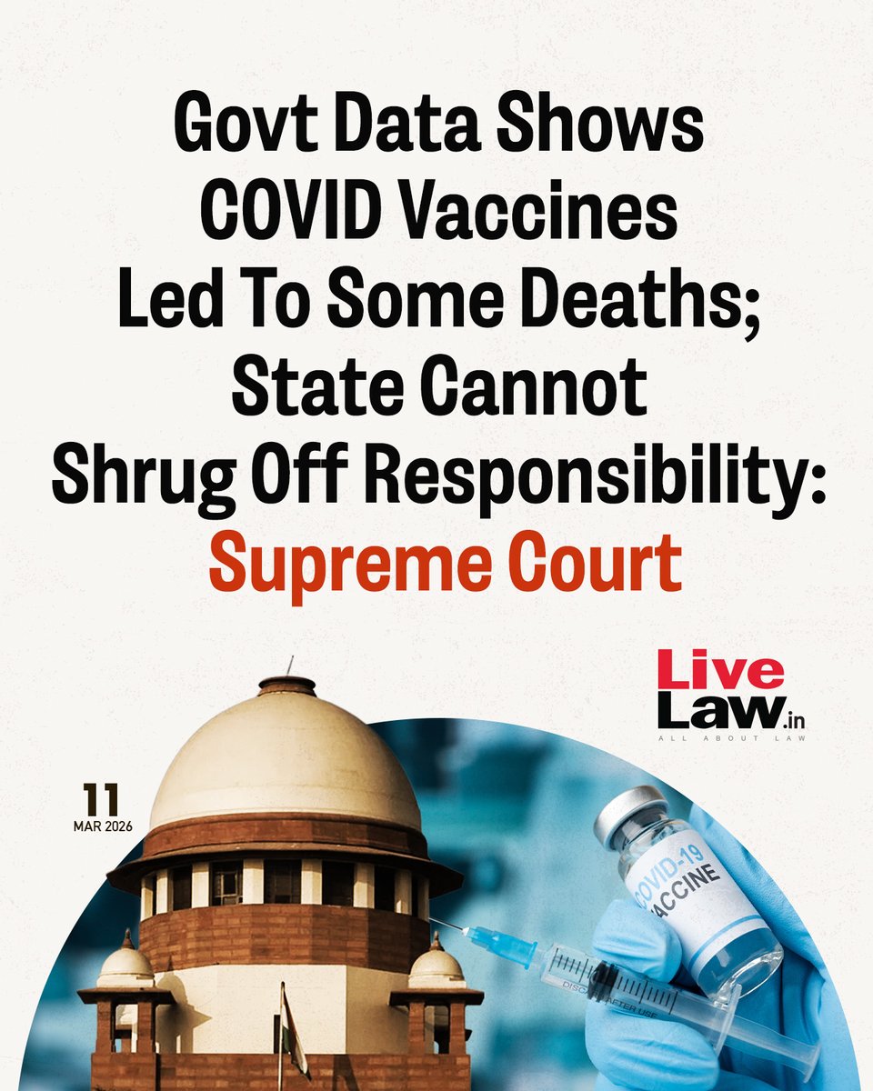 Article 21 imposes an obligation on the State to ensure that families alleging grave harm due to the State Vaccine program have a mechanism for redress.
Read more: bitl.to/5l1I
#SupremeCourt #Covid #CovidVaccine