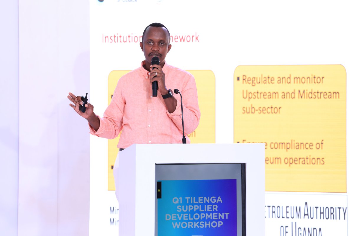 TotalEnergiesUG's tweet photo. Speaking on behalf of @PAU_Uganda, James Musherure Rujoki, Senior National Content Officer – Contracts, highlighted the priority opportunity areas emerging in the production phase of the #TilengaProject and encouraged Ugandan enterprises to position themselves for competitive participation.

“There are several contracts that are going to come under mechanical, electrical, maintenance and support, inspection, production, and site logistic support. It is key for you as a supplier to be ready by strengthening technical capability through international certification, compliant registrations, and strategic partnerships, including joint ventures and Original Equipment Manufacturer (OEM) representation,” Musherure noted.

#TilengaProject #CreatingSharedValue #GrowingTogether