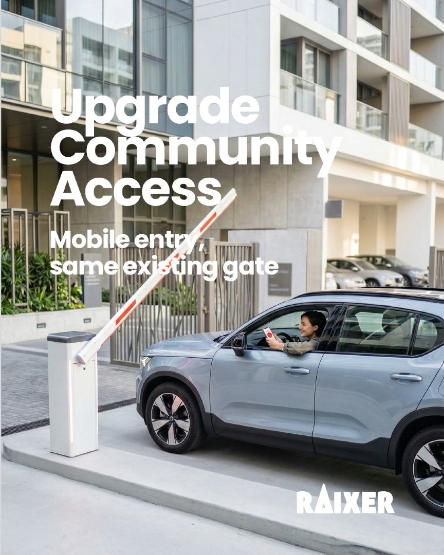 raixercom's tweet photo. Give your residential community mobile access without replacing the existing gate motor. Easy upgrade, happy neighbors! 🚗🏘️ #HOA #SmartLiving #PropTech https://t.co/RtjBdYzcyV