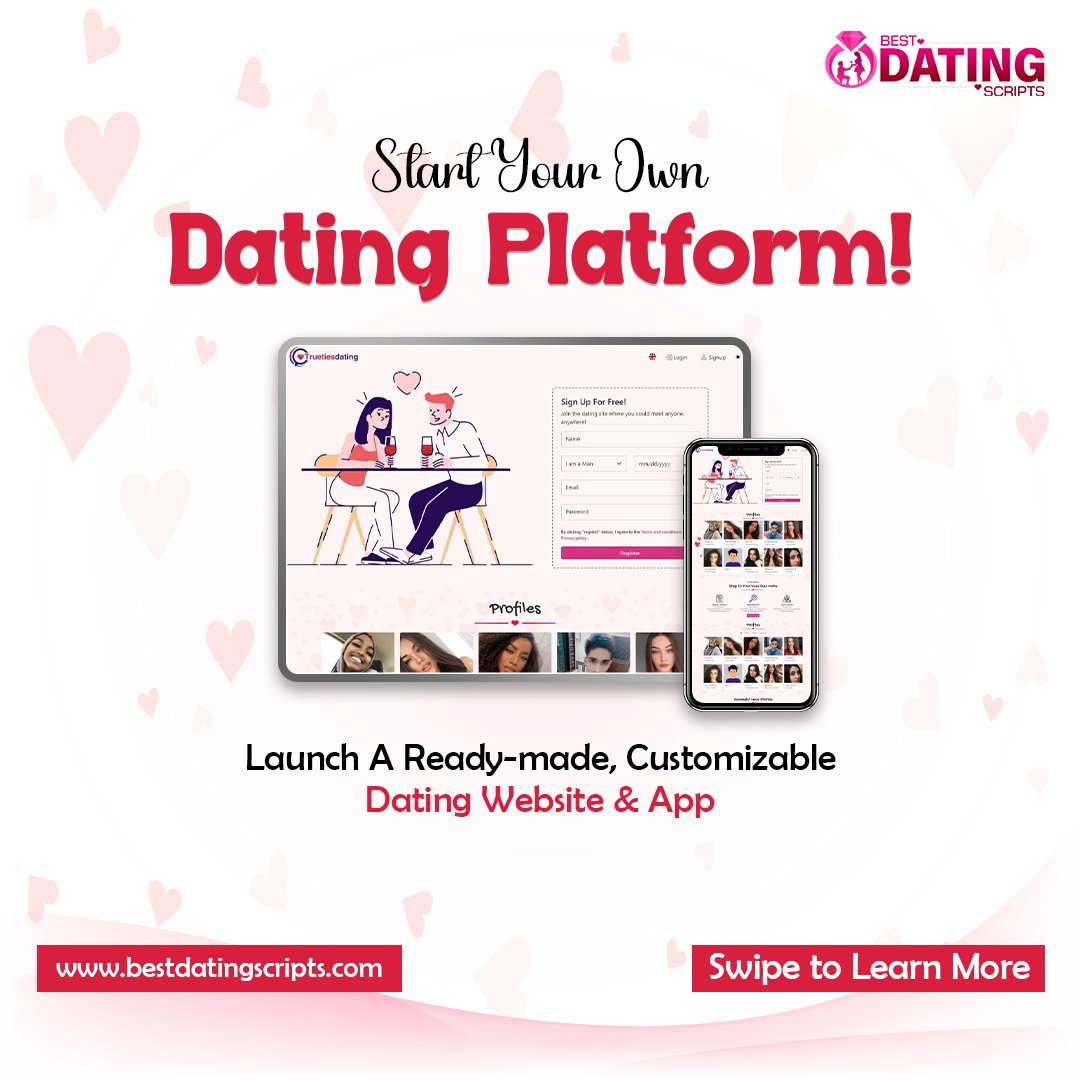 datingscripts's tweet photo. Ready to launch your own dating platform? 💖

With #BestDatingScripts, you can start a fully customizable dating website &amp; mobile app quickly and scale your online matchmaking business with powerful features.

Get started today &amp; build your own dating website/app! https://t.co/93hNYbGfqw