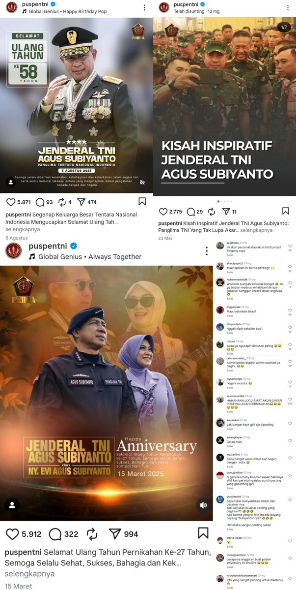"Komunikasi publik yang kurang baik."

Ya apa yg bisa diharapkan dari panglima &amp; puspen TNI yg isi media sosialnya narsis begini. 🙄