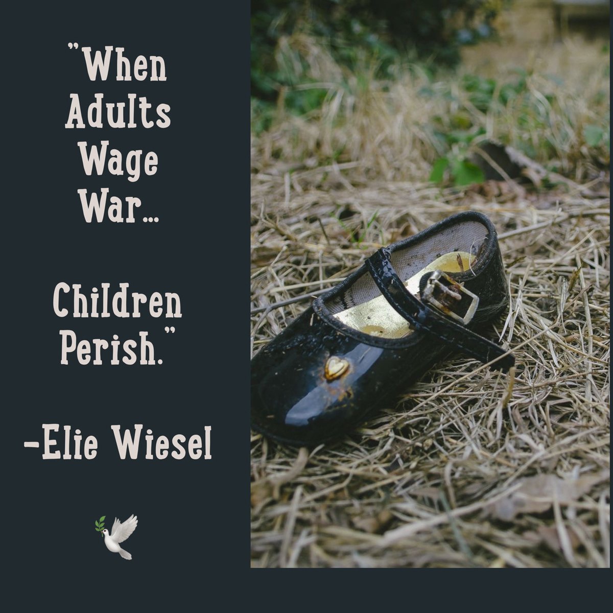 Write2Fite's tweet image. Found a #bonny moment
Lost in between
Our futile wars
Afraid

It was in the form
Of a wee shoe
One of a girl
Still growing

Stopped in her tracks
Like a bolt of lightening
Struck all her future steps
Running in place until her grave

This War Doth Made

#BraveWrite #vss365 #Poem